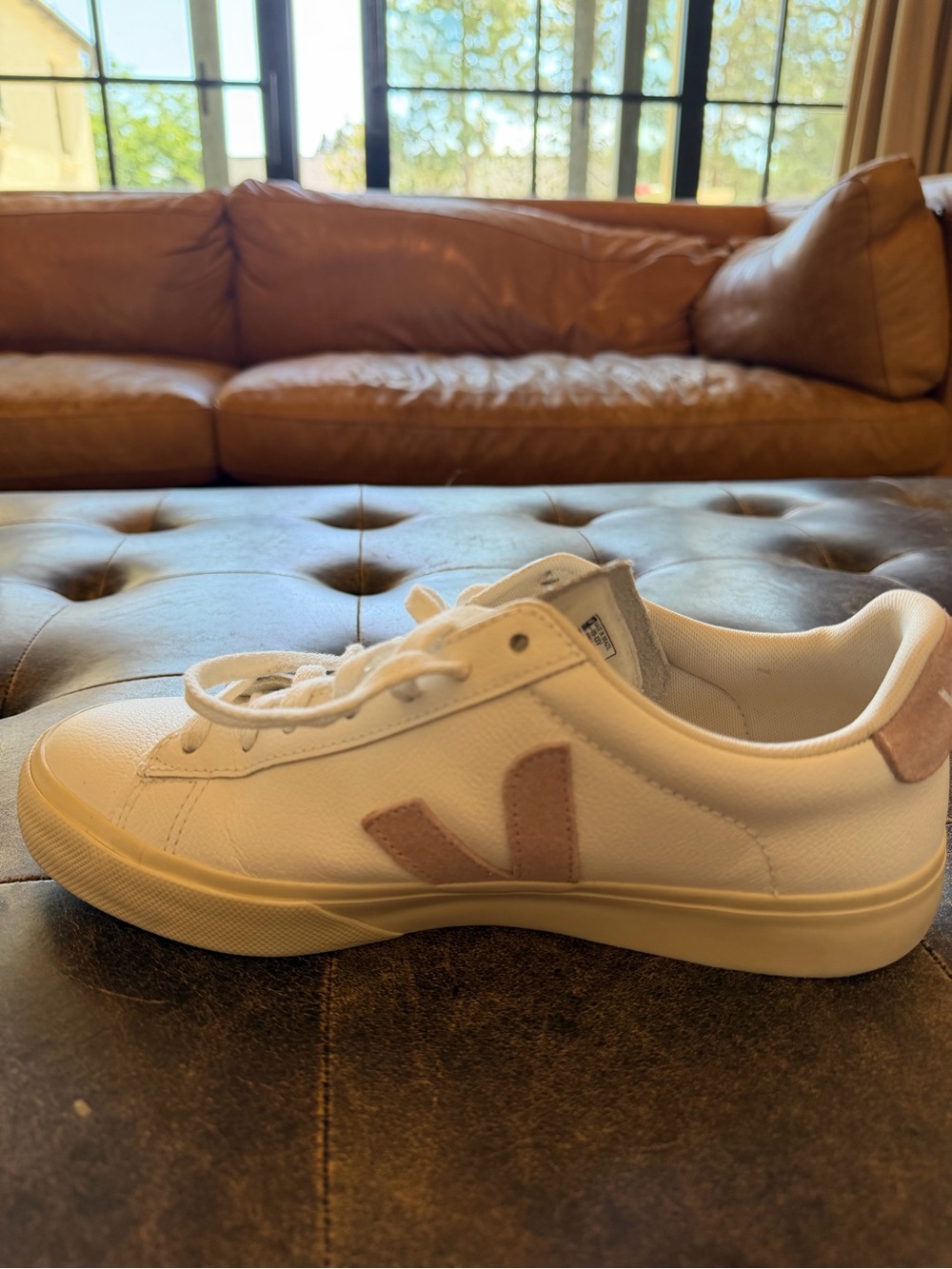 Veja Campo Leather Sneakers in White with Blush Accents size 8 - Picture 9 of 9